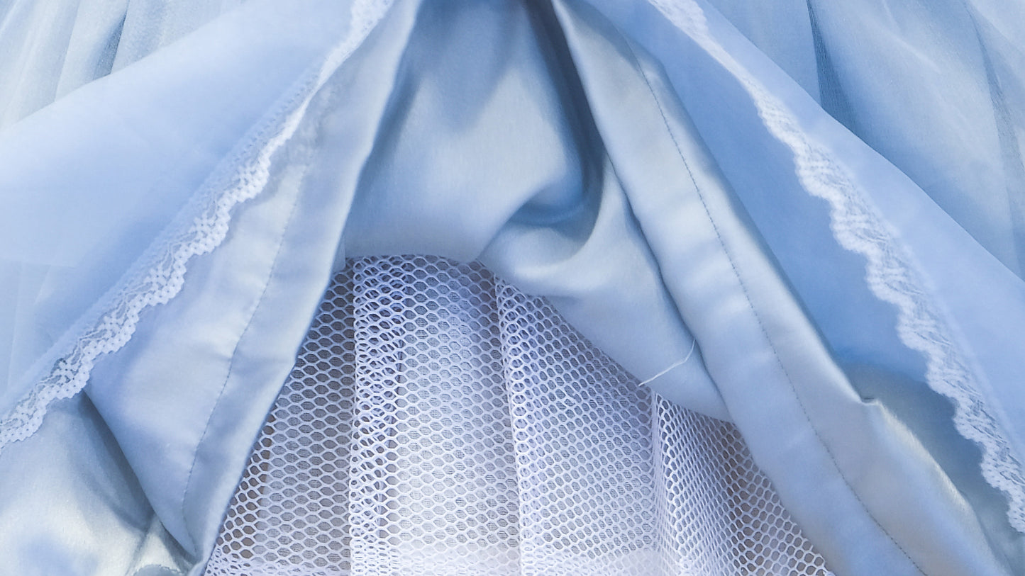 Elsa blue organza Smocked Frock