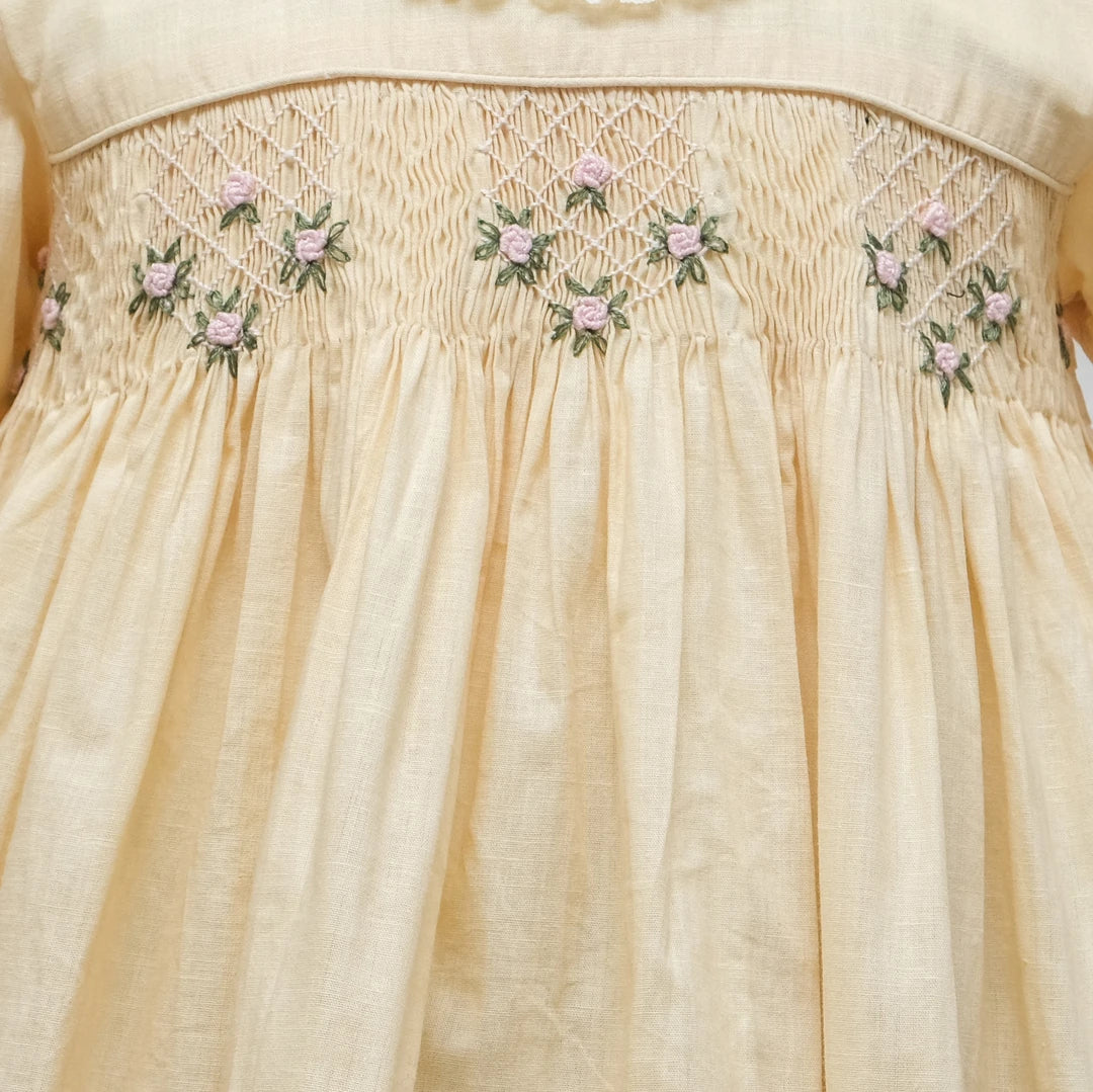 Campbell Lemon Beige Poplin Smocked Frock