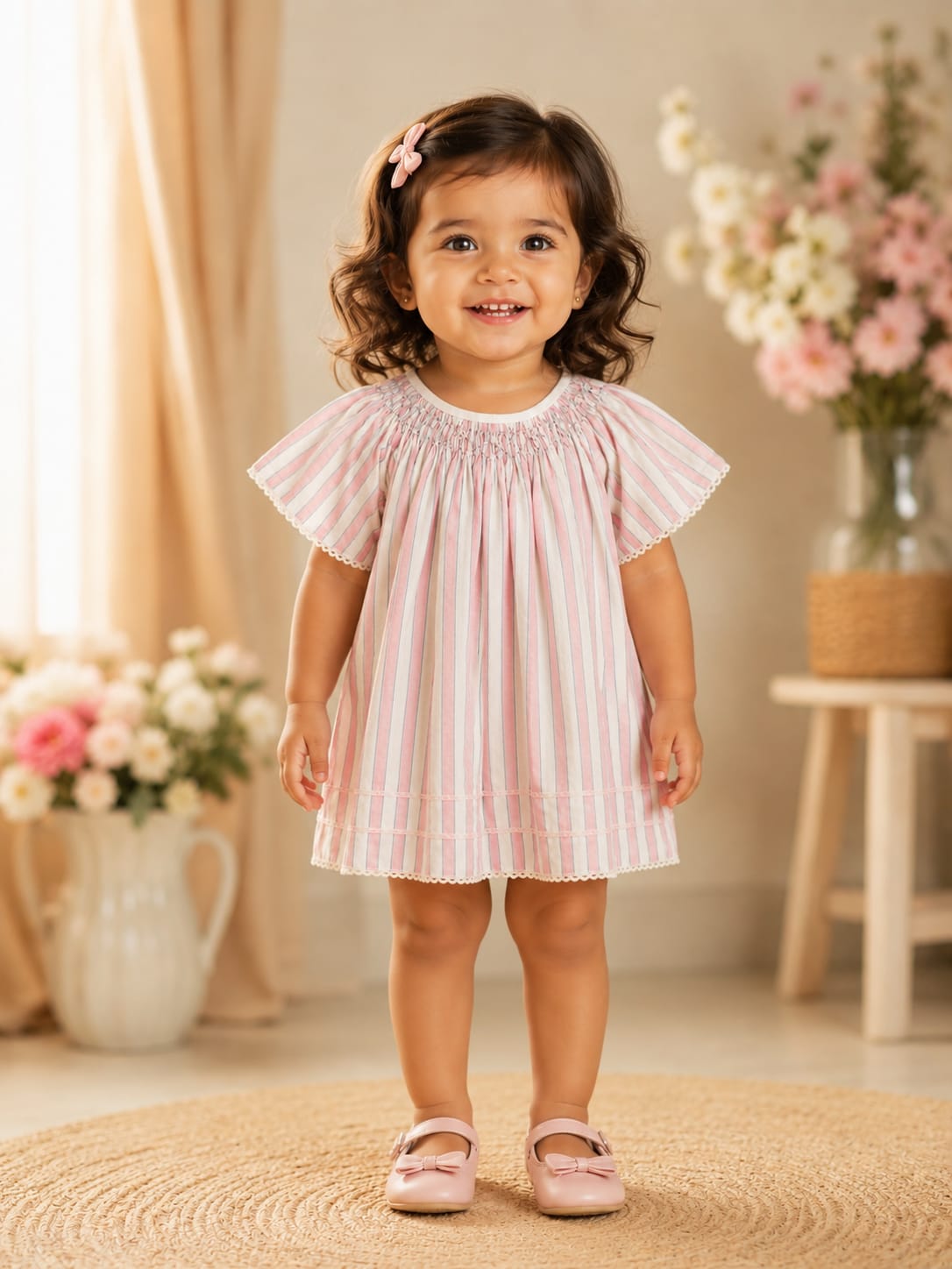 Candy Cane Bishop Smocked Frock