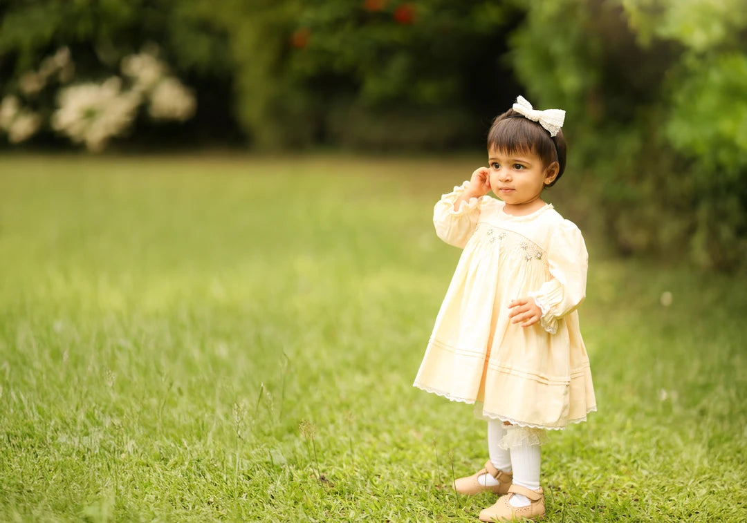 Campbell Lemon Beige Poplin Smocked Frock