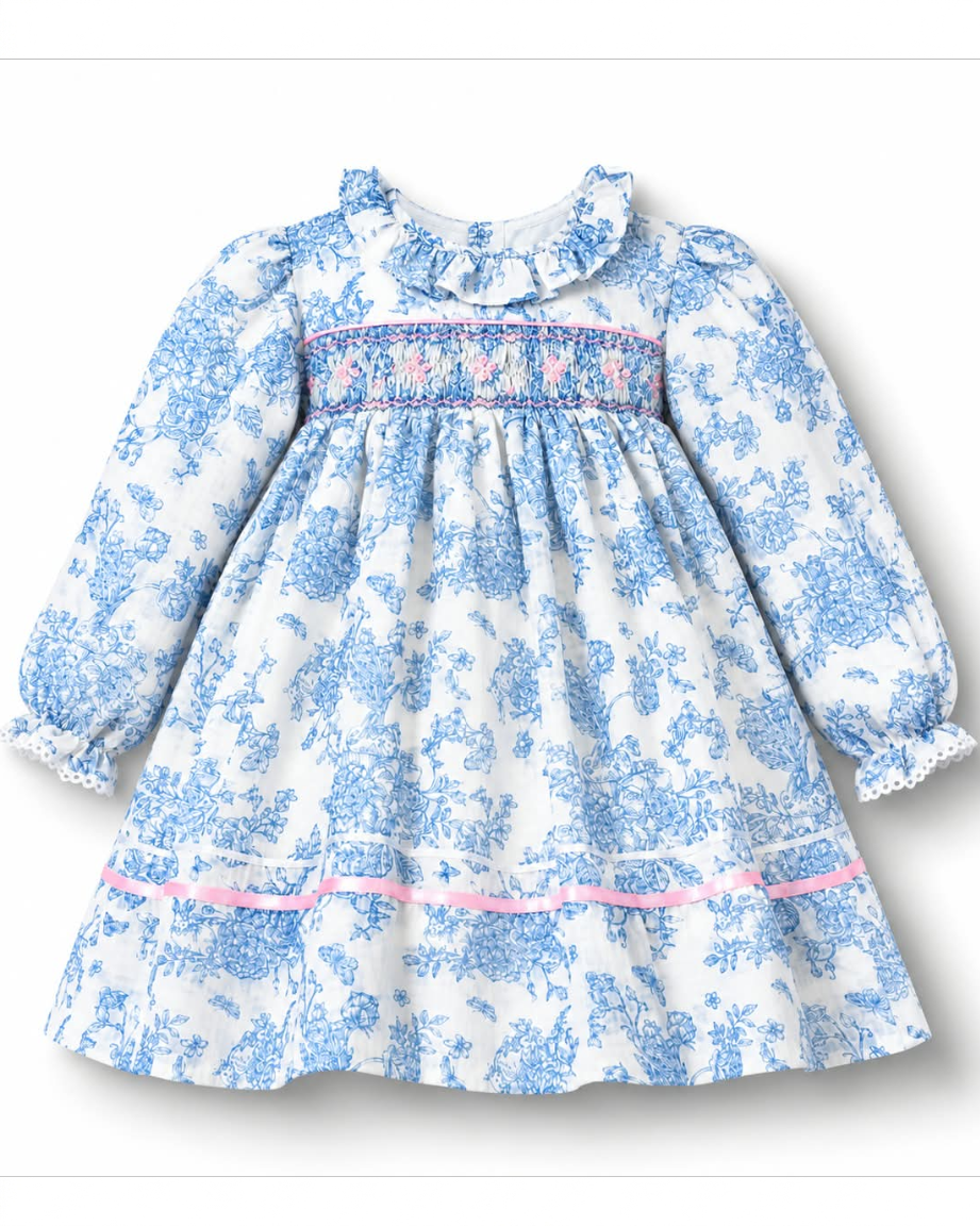 Bunnykins Toile Blue Smocked Frock