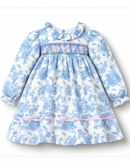 Bunnykins Toile Blue Smocked Frock