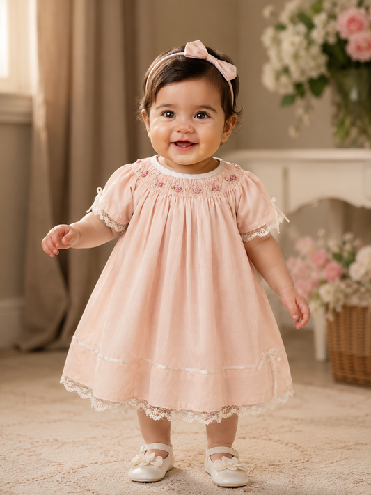 Peaches & Cream Bishop Smocked Frock