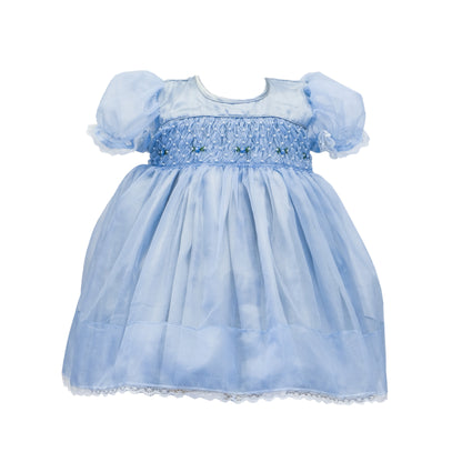 Elsa blue organza Smocked Frock