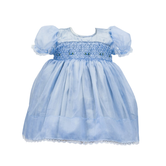 Elsa blue organza Smocked Frock