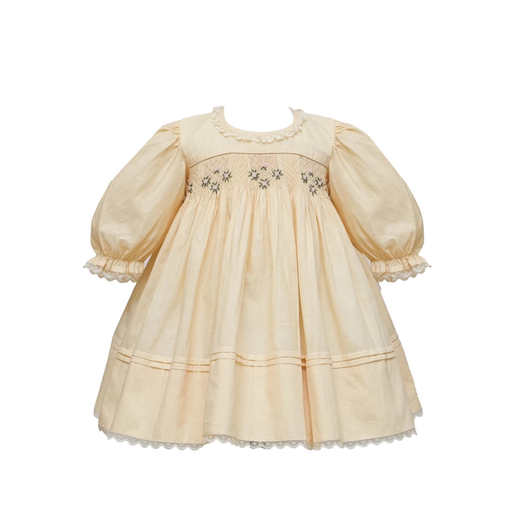 Campbell Lemon Beige Poplin Smocked Frock
