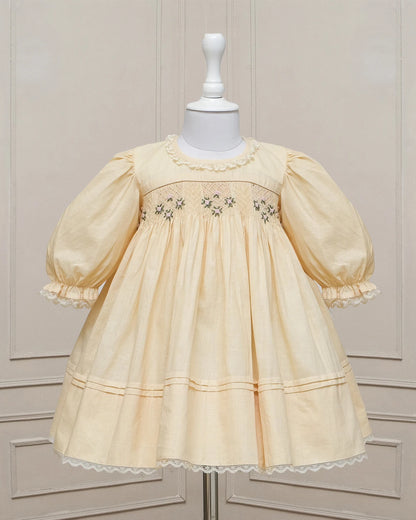 Campbell Lemon Beige Poplin Smocked Frock