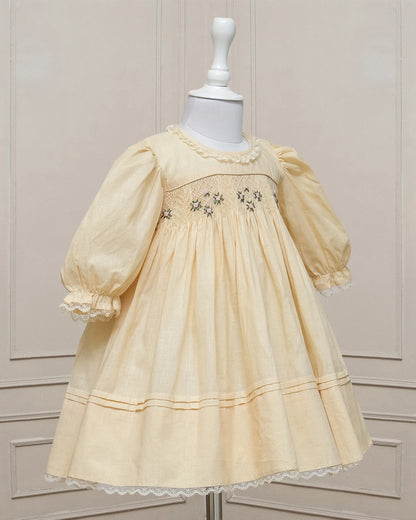 Campbell Lemon Beige Poplin Smocked Frock