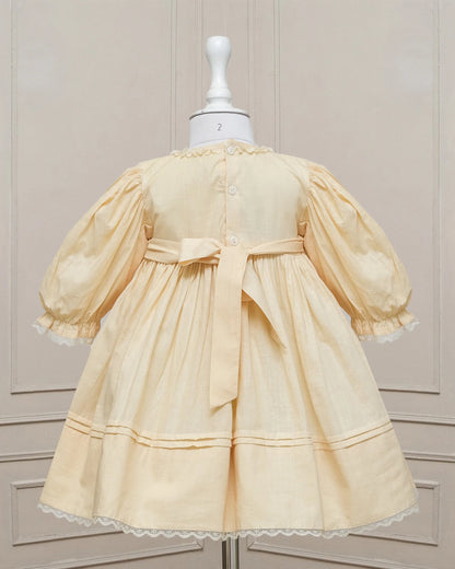Campbell Lemon Beige Poplin Smocked Frock