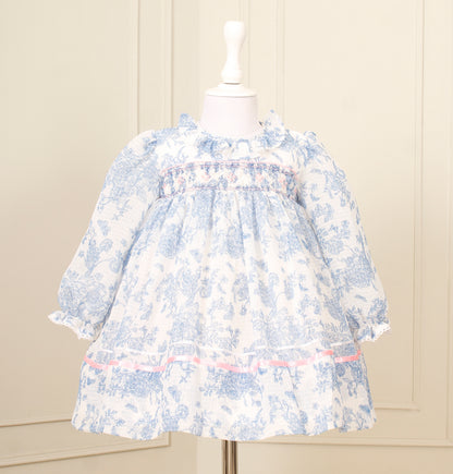 Bunnykins Toile Blue Smocked Frock
