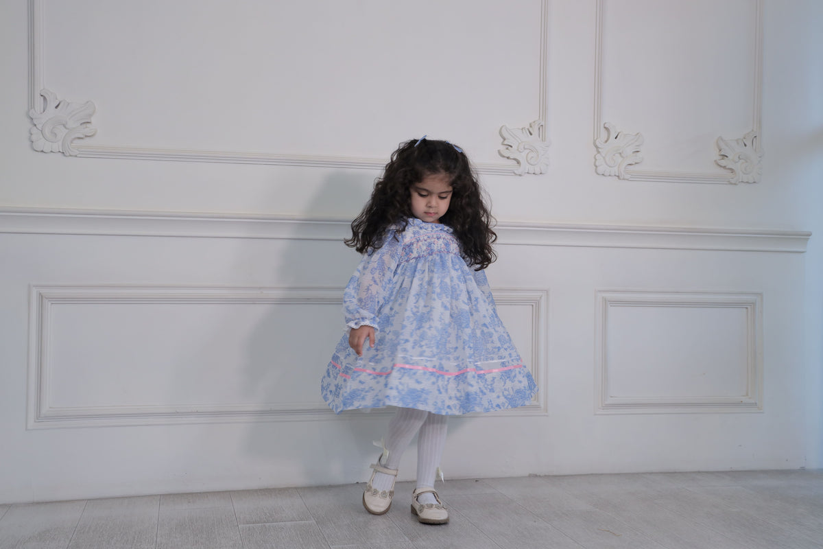 Bunnykins Toile Blue Smocked Frock