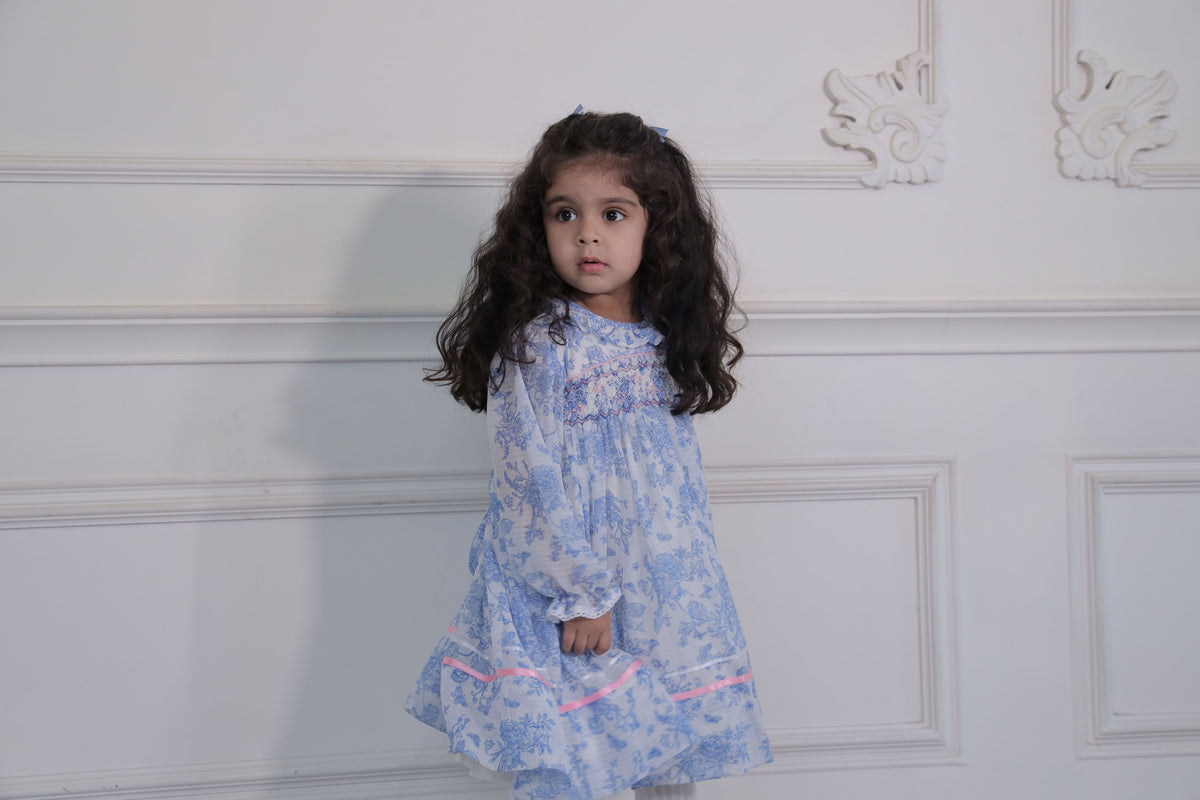 Bunnykins Toile Blue Smocked Frock