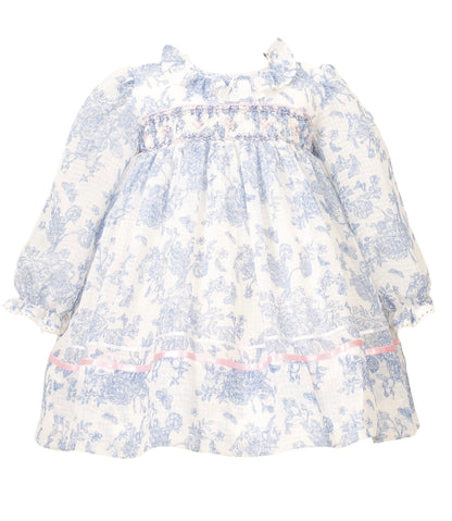 Bunnykins Toile Blue Smocked Frock