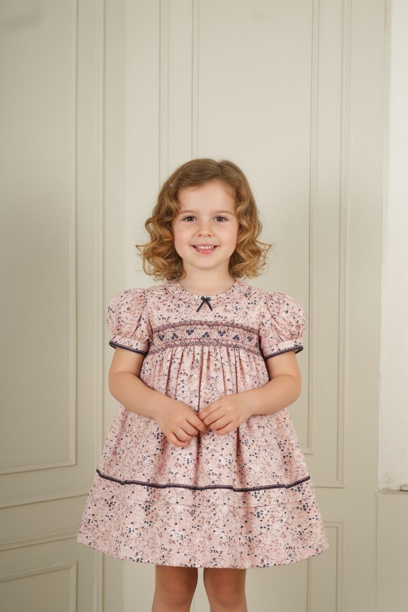 Whimsical Garden Pink Smocked Frock