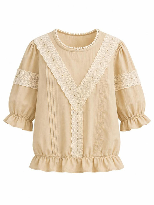 Grace Kelly Beige Smocked Frock