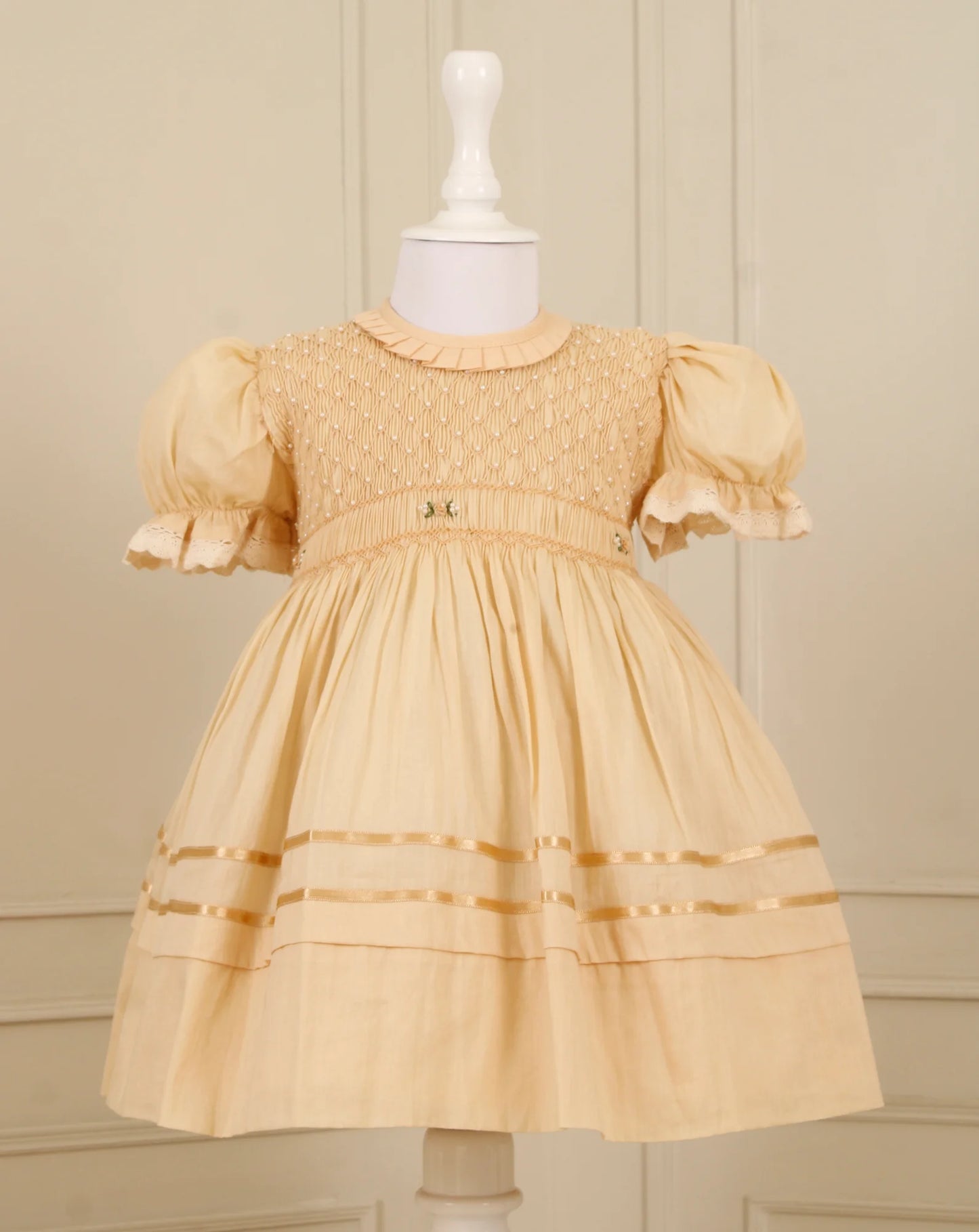 Lucie Beige Smocked Frock - Image 2