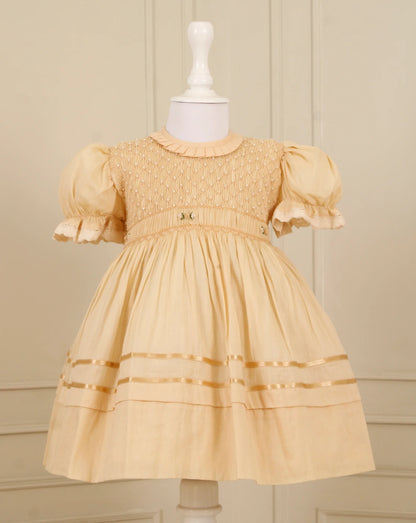 Lucie Beige Smocked Frock - Image 2