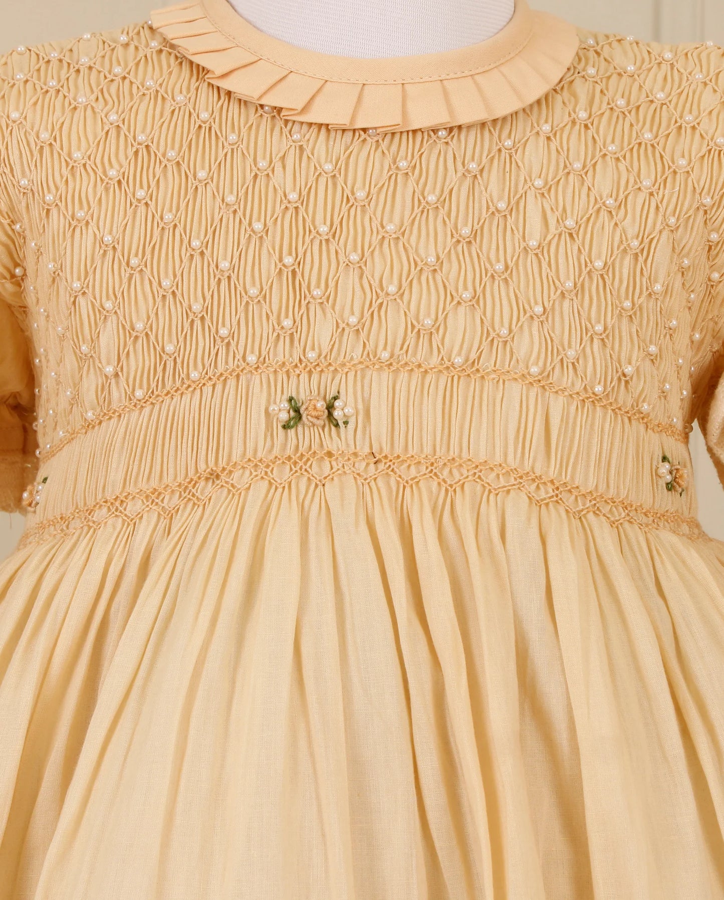 Lucie Beige Smocked Frock - Image 3